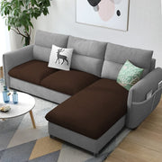 Andon 4 Seater L Shape Sofa Set for Living Room (Brown Grey Fabric) Right Side Sofa
