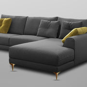 Viva RHS 6 Seater L Shape Sofa Set for Living Room (Dark Grey) Premium Fabric Sofa