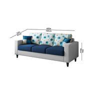 Casaliving Rolando 3 + 2 + 1 Seater Sofa Set for Living Room (Blue Grey Colour Fabric) Premium Fabric Sofa Set