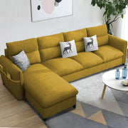 Andon 6 Seater L Shape Sofa Set for Living Room (Yellow Fabric) Left Side Sofa