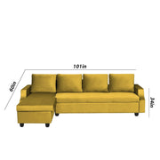Asper LHS 6 Seater L Shape Sofa Set for Living Room (Yellow Fabric) Premium Fabric Sofa