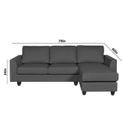 Danver RHS 4 Seater L Shape Sofa Set for Living Room (Black Fabric) Premium Fabric Sofa