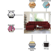 Lizel LHS 4 Seater L Shape Sofa Set for Living Room (Maroon Fabric) Premium Velvet Fabric Sofa