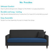 Premium Valkyrie 3 Seater Sofa Set 3 Seater Modern Sofa Set for Living Room (Blue Black Color Fabric)