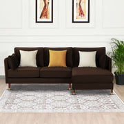 Croosen RHS 4 Seater L Shape Sofa Set for Living Room (Brown Colour) Premium Velvet Fabric