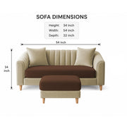 Casaliving Doraldo 2 Seater with Ottoman Sofa Set for Living Room (Black Colour) Premium Fabric Sofa Set
