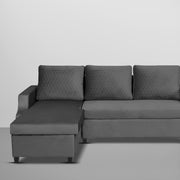 Asper LHS 4 Seater L Shape Sofa Set for Living Room (Black Fabric) Premium Fabric Sofa