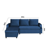 Asper LHS 4 Seater L Shape Sofa Set for Living Room (Blue Fabric) Premium Fabric Sofa