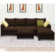 Rihan 8 Seater L Shape Sofa Set with Ottoman for Living Room (Brown Fabric) Right Side Sofa