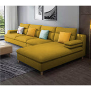 Hudson 6 Seater L Shape Sofa Set for Living Room (Yellow Fabric) Right Side