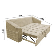 Casaliving Doraldo 3 Seater Sofa Cum Bed for Living Room (Cream Fabric) Premium Fabric Sofa