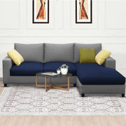 Rihan 4 Seater L Shape Sofa Set Living Room (Blue Grey Fabric) Right Side Sofa