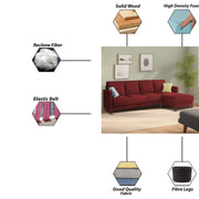 Swaloni RHS 6 Seater L Shape Sofa Set for Living Room (Maroon) Premium Fabric Sofa