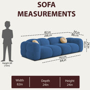 Casaliving Vetras Modern Velvet Bubble Cloud Sofa, Tufted Design Upholstered 3 Seater Sofa Set for Living Room,(Blue Colour) Premium Velvet Fabric Sofa