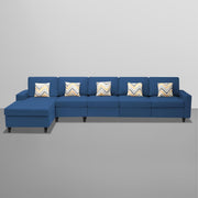Casaliving Mentor LHS 8 Seater L Shape Sofa Set with Center Table for Living Room (Blue Colour) Premium Fabric Sofa Set