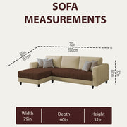 Oslo 4 Seater LHS L Shape Sofa Set for Living Room (Cream Brown Fabric) Premium Fabric Sofa Set for Living Room