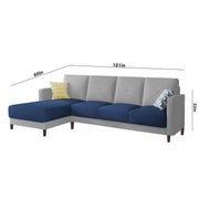 Swaloni LHS 6 Seater L Shape Sofa Set for Living Room (Blue Grey) Premium Fabric Sofa