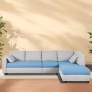 Dorian RHS 6 Seater L Shape Sofa Set for Living Room (Turquise Grey Fabric) Premium Fabric Sofa