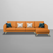 Falco RHS 6 Seater L Shape Sofa Set for Living Room (Orange Fabric) Premium Fabric Sofa