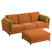Nairo 4 Seater Interchangeable L Shape Sofa with Ottoman for Living Room (Orange Fabric)