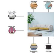 Cortina LHS 4 Seater L Shape Sofa Set for Living Room (Turquise Grey Fabric) Premium Fabric Sofa
