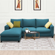 Rihan 4 Seater L Shape Sofa Set Living Room (Turquise Fabric) Left Side Sofa
