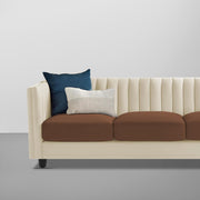 Martine 3 Seater Sofa Set for Living Room (Cream Brown Fabric) | Premium Fabric Sofa