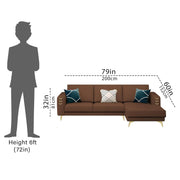Falco RHS 4 Seater L Shape Sofa Set for Living Room (Brown Fabric) Premium Fabric Sofa