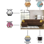 Lizel RHS 6 Seater L Shape Sofa Set with Center Table for Living Room (Brown Fabric) Premium Velvet Fabric Sofa