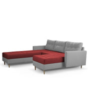 Ashton RHS 4 Seater L Shape Sofa Set with Center Table for Living Room (Maroon Grey Fabric) Premium Fabric Sofa