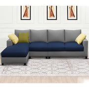 Rihan 6 Seater L Shape Sofa Set Living Room (Blue Grey Fabric) Left Side Sofa