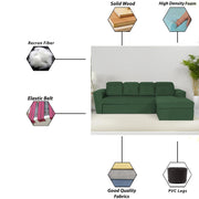 Elvi RHS 6 Seater L Shape Sofa Set for Living Room (Green Fabric) Premium Fabric Sofa