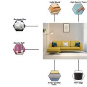 Falco LHS 4 Seater L Shape Sofa Set for Living Room (Yellow Fabric) Premium Fabric Sofa