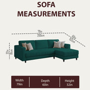 Oslo 4 Seater RHS L Shape Sofa Set for Living Room (Pine Fabric) Premium Fabric Sofa Set for Living Room