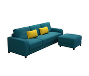 Francis 3 Seater with Ottman Sofa Set for Living Room (Green Fabric)