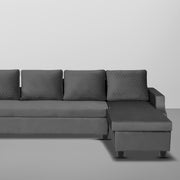 Asper RHS 6 Seater L Shape Sofa Set for Living Room (Black Fabric) Premium Fabric Sofa