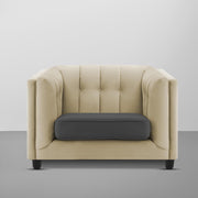 Sinclair 1 Seater Sofa Set for Living Room (Cream Black Colour) Premium Fabric Sofa