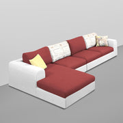 Badger RHS 8 Seater L Shape Sofa Set with Center Table for Living Room (Grey Fabric) Premium Fabric Sofa