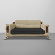 Falconar 3 Seater Sofa Set for Living Room (Cream Black Fabric) Premium Fabric Sofa