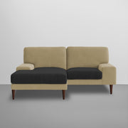 Latieo LHS 2 Seater Lounger L Shape Sofa Set for Living Room (Cream Black) Premium Fabric Sofa