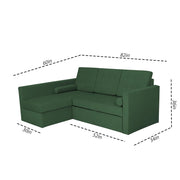 Megan LHS 4 Seater L Shaped Sofa Cum Bed for Living Room (Green Fabric) Premium Fabric Sofa