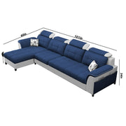 Casaliving Ella LHS 6 Seater L Shape Sofa Set for Living Room (Blue Grey) Premium Fabric Sofa Set for Living Room