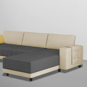 Linus RHS 4 Seater L Shape Sofa Set for Living Room (Cream Black Fabric) Premium Fabric Sofa