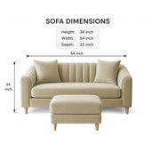 Casaliving Doraldo 2 Seater with Ottoman Sofa Set for Living Room (Black Colour) Premium Fabric Sofa Set