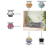 Vesco LHS 4 Seater L Shape Sofa Set for Living Room (Grey) Premium Fabric Sofa