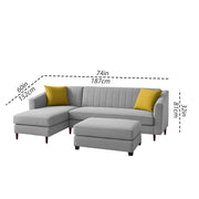 Neyami LHS 4 Seater with Ottoman L Shape Sofa Set for Living Room (Grey) Premium Fabric Sofa Set