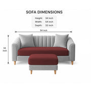 Casaliving Doraldo 2 Seater with Ottoman Sofa Set for Living Room (Black Colour) Premium Fabric Sofa Set