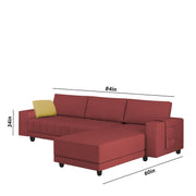 Linus RHS 4 Seater L Shape Sofa Set for Living Room (Maroon Fabric) Premium Fabric Sofa