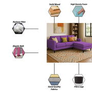 Grayon 3 Seater L Shape Convertible Sofa Set for Living Room, 3 Seater & Ottoman Modular Sectional Couch for Small Space (Grey Dark Grey Colour) Fabric