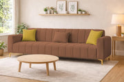 Velour Modern Velvet Sofa, Tufted Design Upholstered 3 Seater Sofa Set for Living Room, (Black Colour) Premium Velvet Fabric Sofa